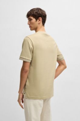 Regular-fit T-shirt in seersucker fabric, Light Beige