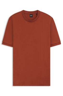Camiseta regular fit en sirsaca de algod&oacute;n, Naranja oscuro