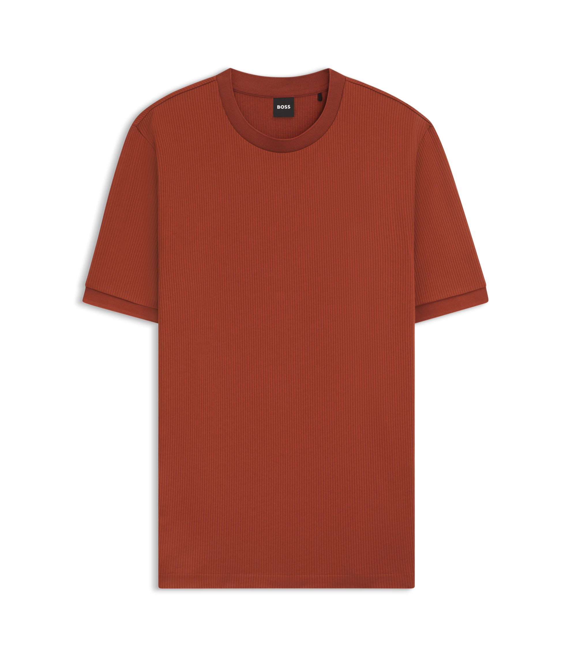 BOSS Camiseta regular fit en sirsaca de algodón Naranja oscuro