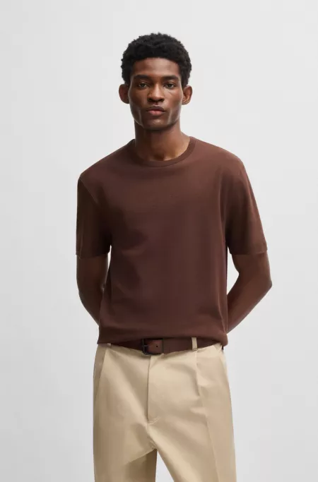 Regular-fit T-shirt in cotton and linen