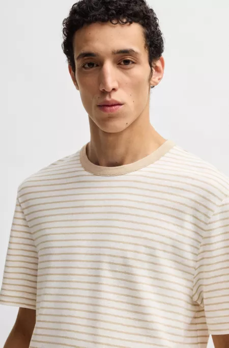 Regular-fit T-shirt in cotton and linen