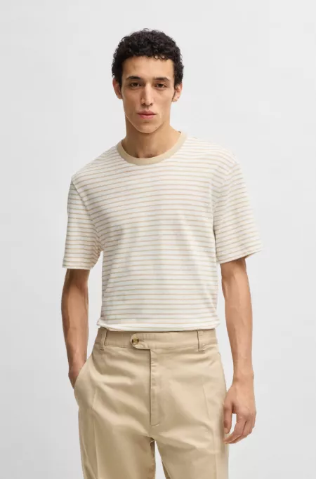 Regular-fit T-shirt in cotton and linen