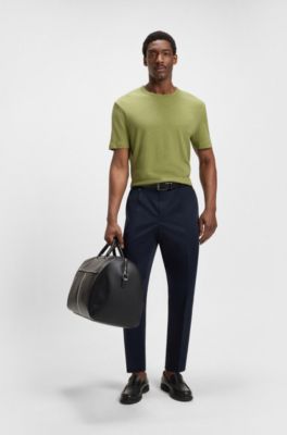 Regular-fit T-shirt in cotton and linen, Green