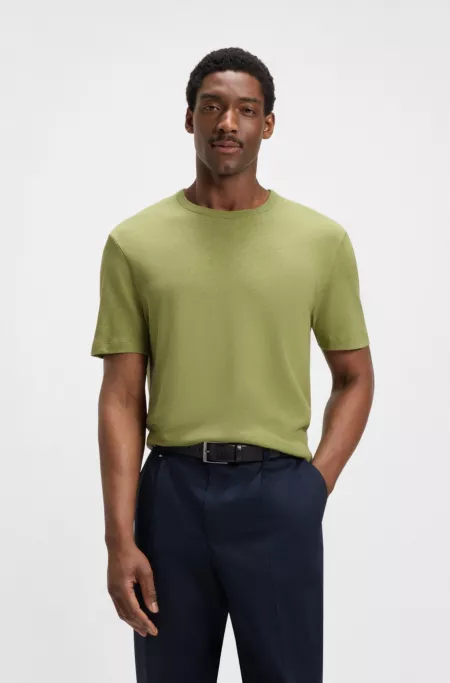 Regular-fit T-shirt in cotton and linen