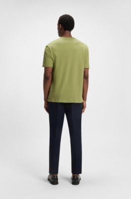 Regular-fit T-shirt in cotton and linen, Green
