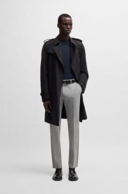 Regular-fit T-shirt in cotton and linen, Dark Blue