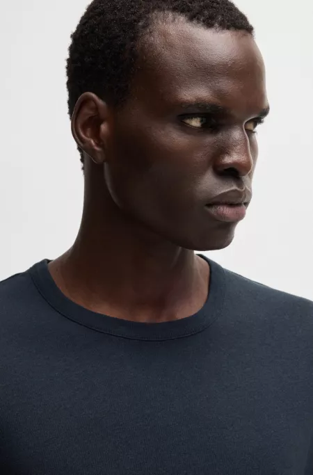 Regular-fit T-shirt in cotton and linen