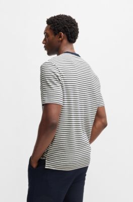 Regular-fit T-shirt in cotton and linen, Dark Blue