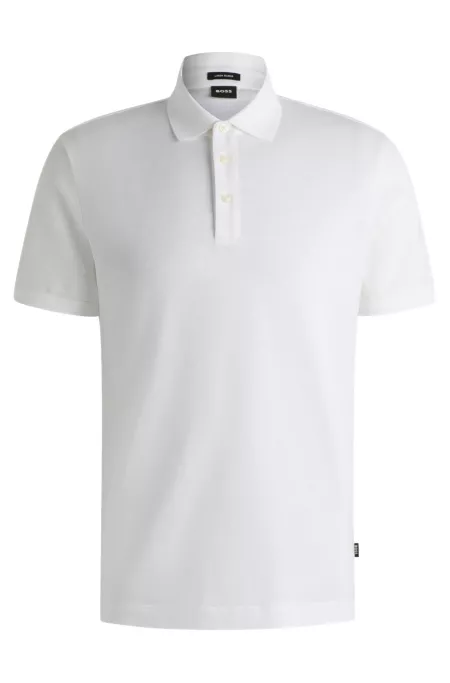 Knit polo shirt in cotton and linen