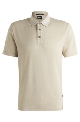 トップス \"HUGO BOSS\" summer knit polo shirt BOSS - Knit polo shirt in cotton and linen - Light Beige