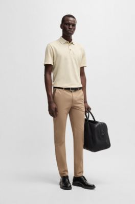 Knit polo shirt in cotton and linen, Light Beige