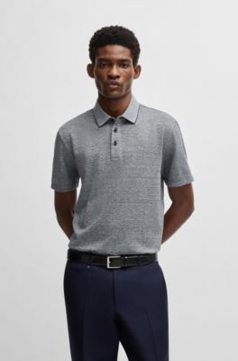 Knit polo shirt cotton and linen
