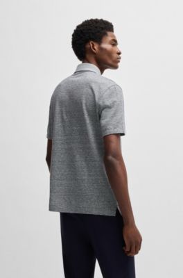 Knit polo shirt in cotton and linen, Grey