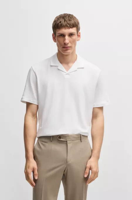 Cotton-linen polo shirt with Johnny collar