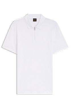 Polo slim fit de algodón elástico con parche de logo