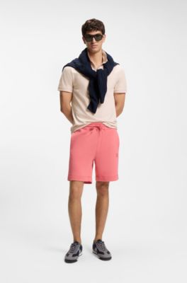 Polo slim fit de algod&oacute;n el&aacute;stico con parche de logo, Rosa claro