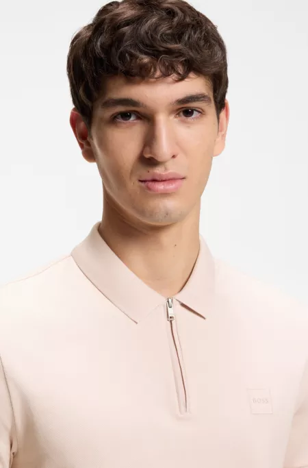 Stretch-cotton slim-fit polo shirt with logo patch