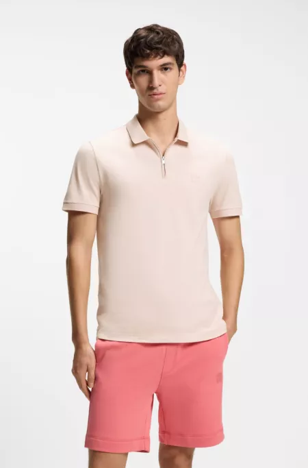 Stretch-cotton slim-fit polo shirt with logo patch