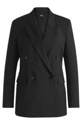 Regular-fit blazer in virgin wool, Black