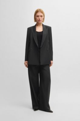 Regular-fit blazer in virgin wool, Black