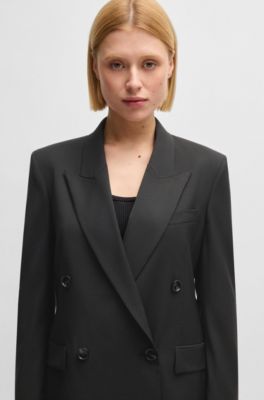 Regular-fit blazer in virgin wool, Black