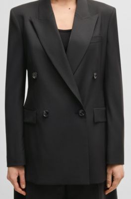 Regular-fit blazer in virgin wool, Black