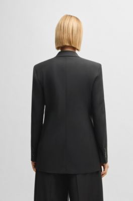 Regular-fit blazer in virgin wool, Black