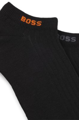 Lot de deux paires de chaussettes basses en coton m&eacute;lang&eacute;, Noir