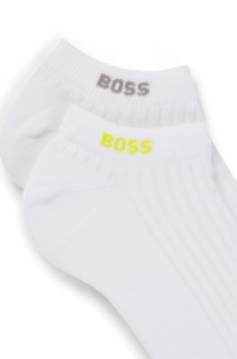 Lot de deux paires de chaussettes basses en coton m&eacute;lang&eacute;, Blanc