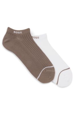 Two-pack of cotton-blend socks in an ankle length, Light Beige