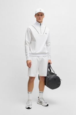 Shorts de algod&oacute;n con monograma Double B, Blanco