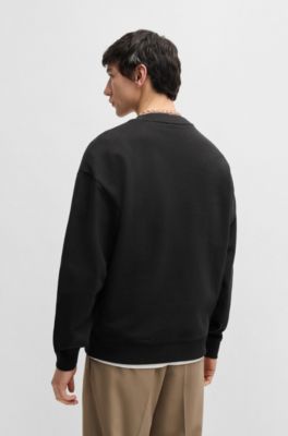 Sudadera de felpa de algod&oacute;n con estampado &ldquo;Hugowood&rdquo;, Negro
