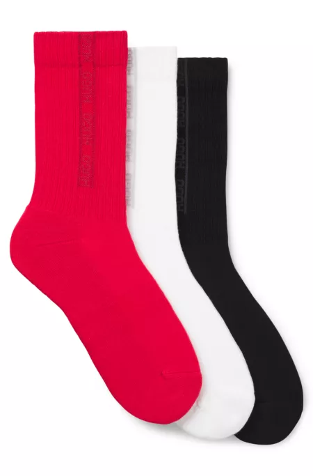 Three-pack of ribbed short socks with tonal logos