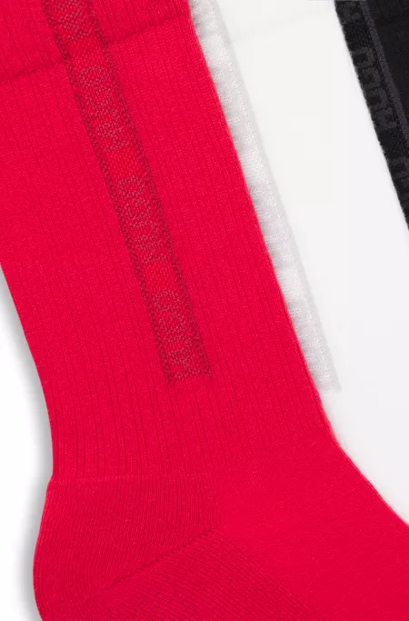 Three-pack of ribbed short socks with tonal logos
