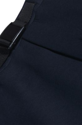 Super-stretch shorts with hopsack paneling, Dark Blue