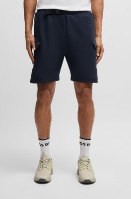 Super-stretch shorts with hopsack paneling, Dark Blue