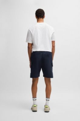 Super-stretch shorts with hopsack paneling, Dark Blue