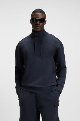 Sudadera muy el&aacute;stica con detalle de solapa antitormenta, Azul oscuro