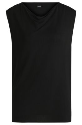 Camiseta sin mangas con parte delantera de canal&eacute;, Negro