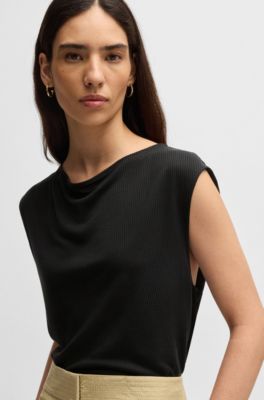 Camiseta sin mangas con parte delantera de canal&eacute;, Negro