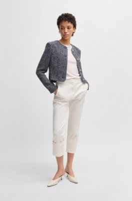 Camiseta sin mangas con parte delantera de canal&eacute;, Blanco