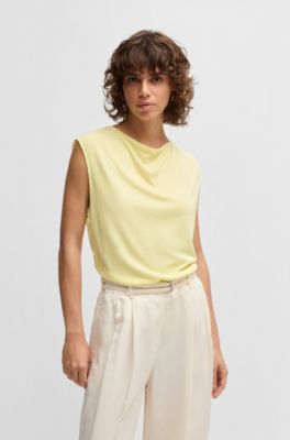 Sleeveless T-shirt with ribbed front, Green