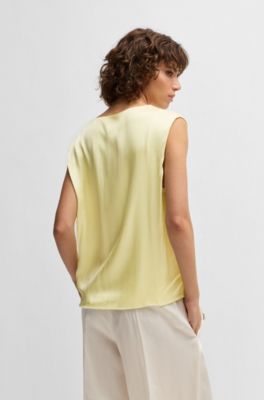 Sleeveless T-shirt with ribbed front, Green