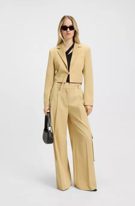 Cropped regular-fit blazer with belt closure