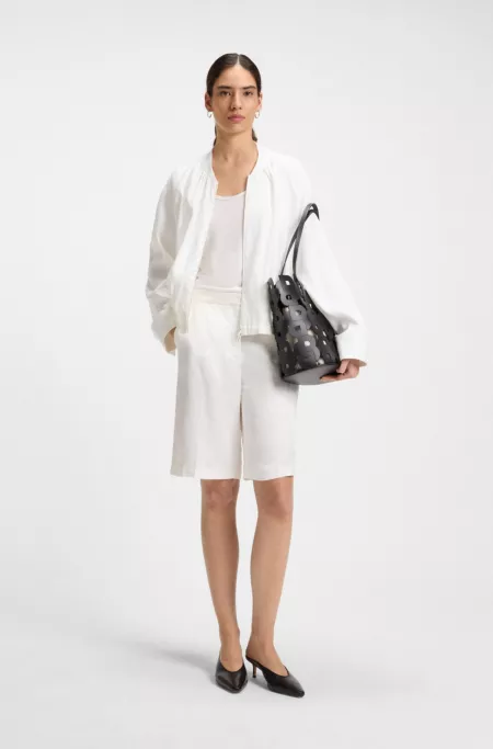 Scoop-neck T-shirt in ribbed stretch fabric