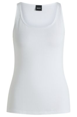 Tank top with ribbed structure, White
