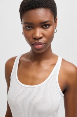 Tank top with ribbed structure, White