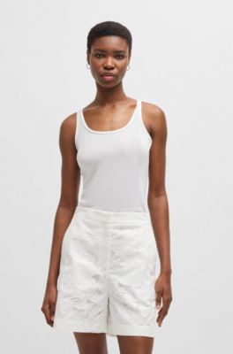 Tank top with ribbed structure, White