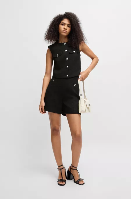 Regular-fit waistcoat in bouclé fabric