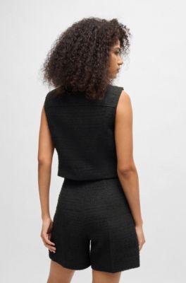 Gilet Regular en tissu bouclette, Noir